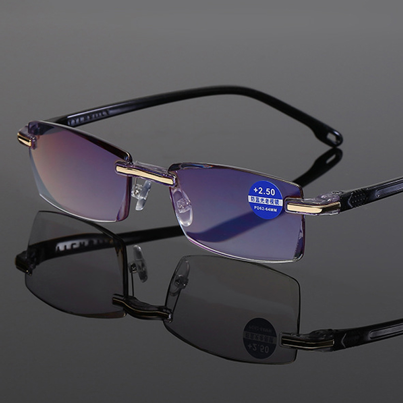 Gafas de lectura con dioptrías, gafas sin montura, gafas de para hombres y mujeres, gafas graduadas antiluz azul, lentes de descanso, gafas para ordenador