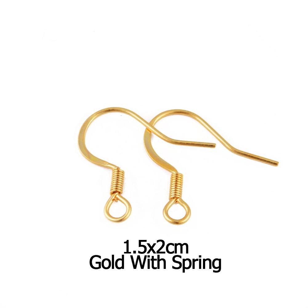 100pcs/lot Stainless Steel Gold/Silver Color Earring Hooks French Ear Wires for DIY Earrings Jewelry Making Findings: Gold With Spring