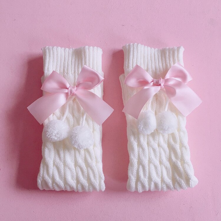 Lolita japonaise douce fille jambière boule tricoté couvre-pied femmes jambières chaussettes tas chaussettes filles couverture de réchauffement des pieds: pink