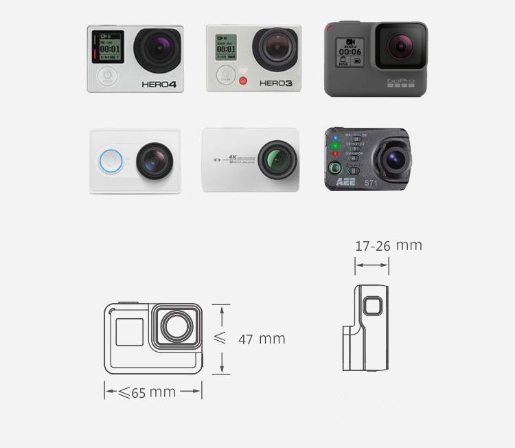 Gopro Hero 4/5/6/7/8 XiaoYi DJI OSMO Action móvil 1 2, soporte de montaje de cámara, adaptador de placa de Clip, soporte de agarre de cardán Stablizer