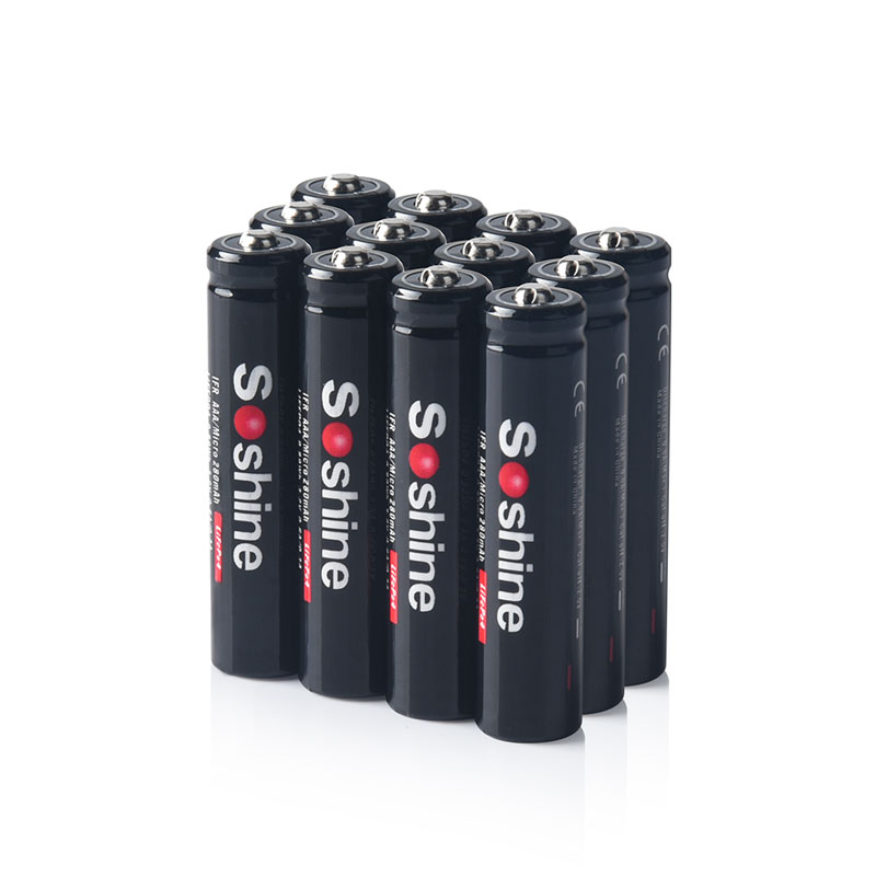 Soshine 4/8/12 sztuk AAA 10440 LiFePO4 bateria 3.2V 280mAh akumulator latarki kamera golarka ogniwa bezprzewodowa mysz zabawka: WHITE