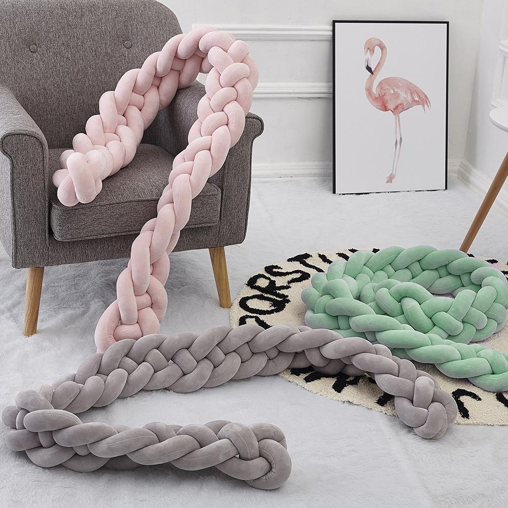 5cm/1.97in Length Nodic Knot Newborn Bumper Long Knotted Braid Pillow Baby Bed Bumper in the Crib Infant Room Decor