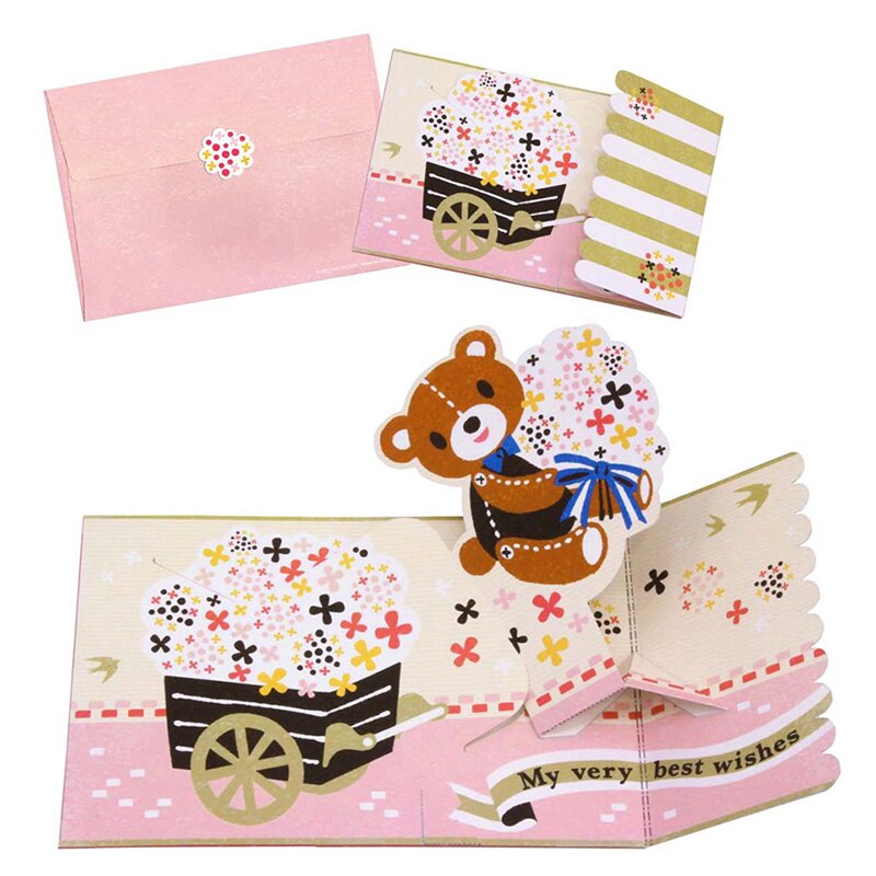 Diy pop-up kaart teddybeer, handgemaakte 3d- jubileum wenskaarten van papier, ansichtkaart uitnodiging van papier, knutselen voor -099