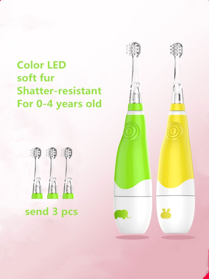 Children Electric Toothbrush Children Sound Wave Soft Hair Waterproof 0-4 Years Old Baby Cartoon Pet Automatic Toothbrush