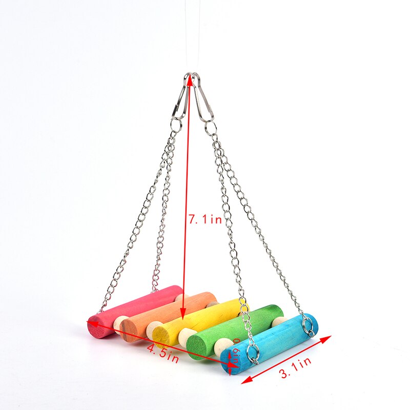 Bird Hanging Swing Toys Wood Parrot Parakeet Perches Finches Pets Accessories