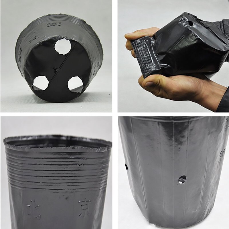 100 pçs jardim preto plástico crescer pote nutrição tigela copo de mudas varanda jardim plantador casa decoração mudas vaso