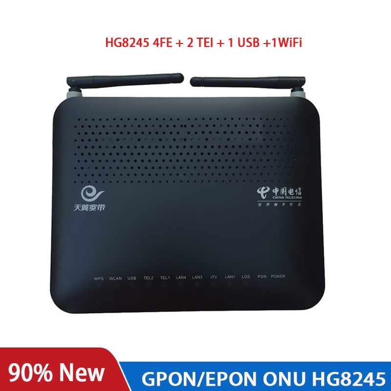 GPON oNU HG8245 1000Base wireles Terminal 2POTS+4GE 1USB 1WiFi Modem Router second hand Wireless Network Equipment 90