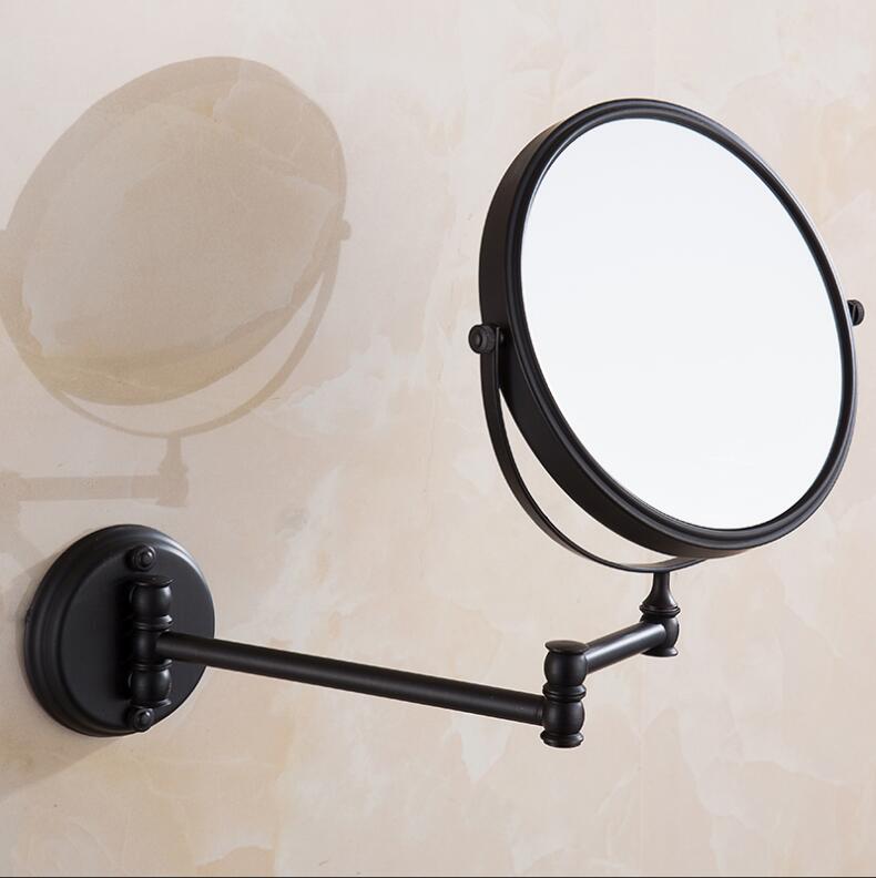 Rose guld / guld / antik / krom / sort olie børstet messing væg makeup spejl 8 tommer badeværelse spejl dekorative dressing spejle: Sort