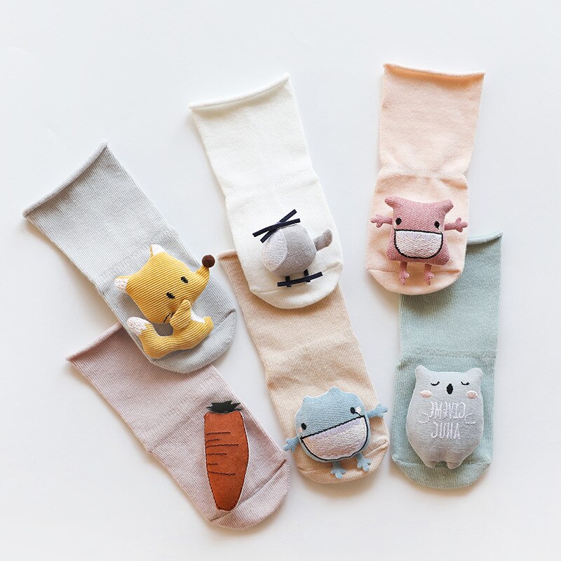 Baby Sokken Mode Cartoon Dier Katoenen Kousen Zachte Anti-Slip Medium Buis Warme Sokken Voor Kinderen 0-3 jaar