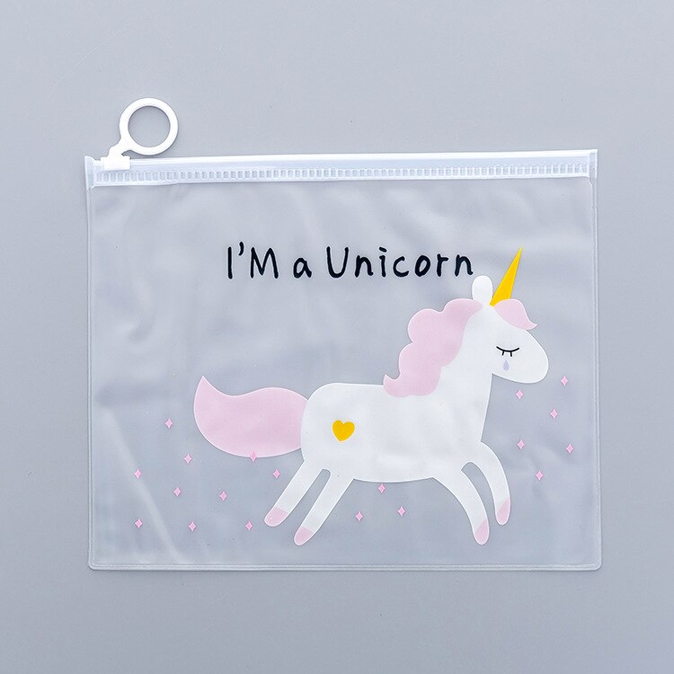 Mignon dessin animé Kawaii licorne fermeture éclair stylo sac fille prix étudiant école apprendre papeterie haute capacité sac de rangement 1 pièces: style  3