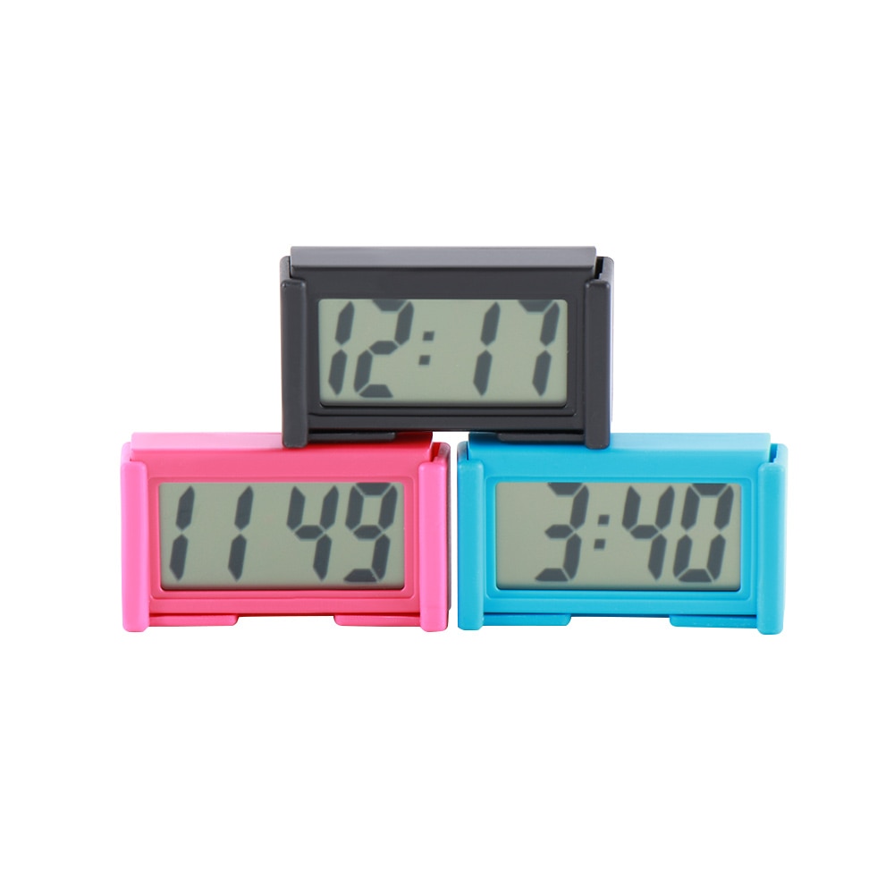 Portable LCD Screen Mini Electronic Clock Dashboard Self-adhesive Digital Clock Table Calendar Promotional
