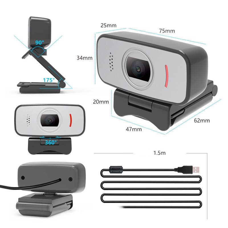 Full HD 1080P Webcam Video Calling 1920X1080 Pwith Built-in HD Mic USB Plug Web Camera for Computer