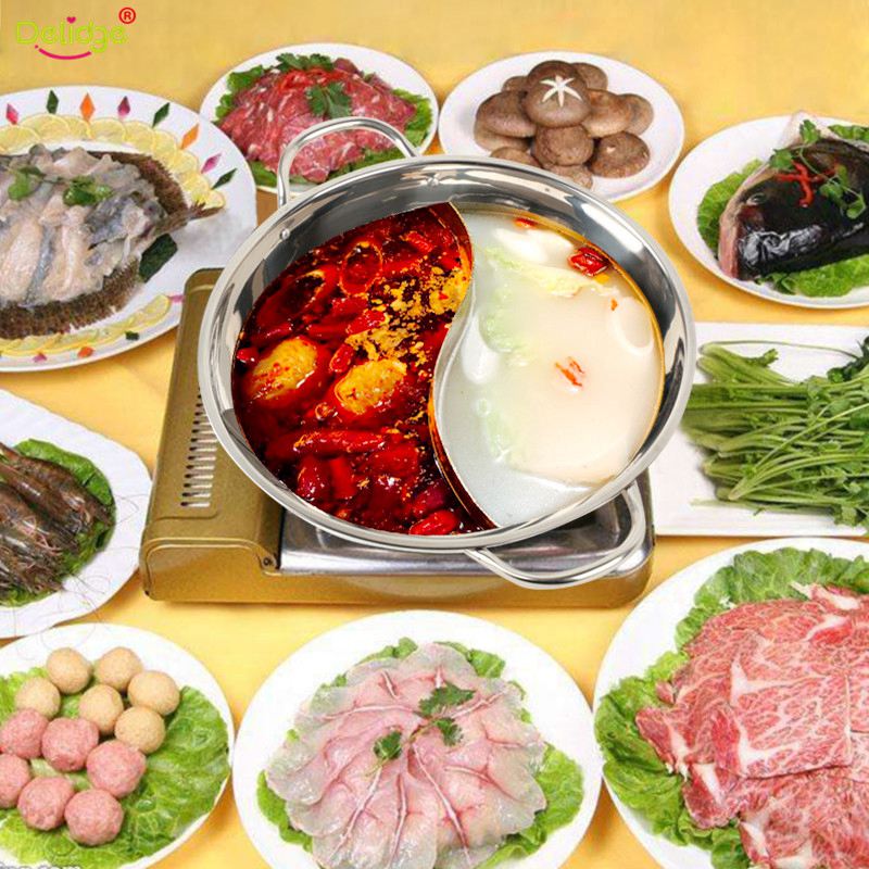 Beste 28cm- pots dubbel verdeeld roestvrij staal 28cm kookgerei pot gelinieerd compatibele soep- en voorraadpotten thuis keuken