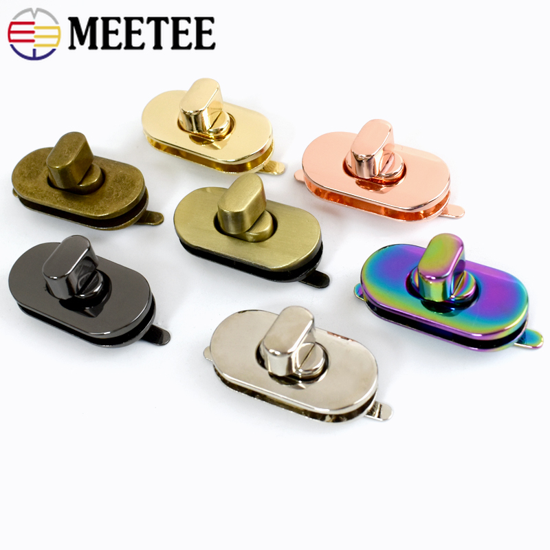 2/4/10Pcs Meetee 35*18mm Metal Bag Lock Clasp Handbag Twist Turn Locks Buckle Oval Twisting Replace Clasps Hardware Accessory
