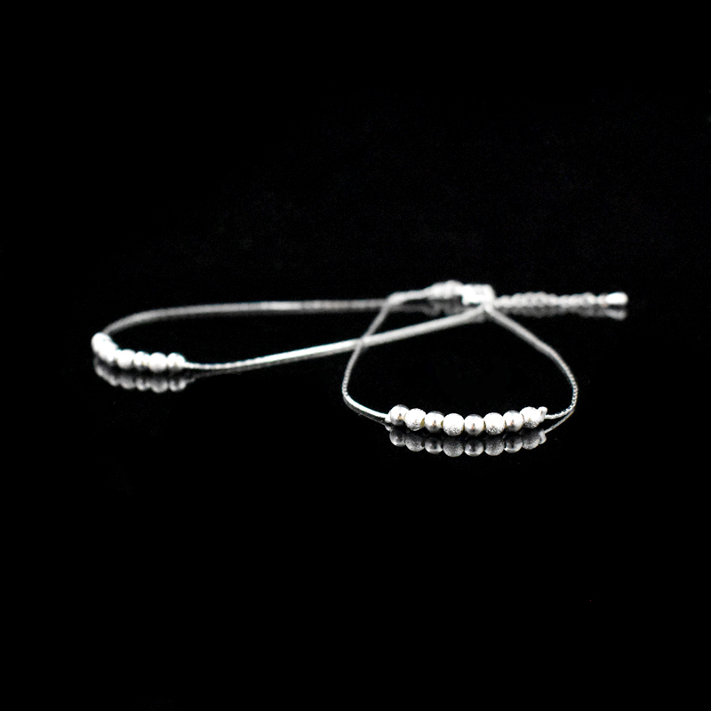 Double Layer Bal Kraal Vrouwen Enkelband 925 Sterling Zilver Frosted Kralen Hanger Voet Ketting Strand Enkelbanden Armband Sieraden