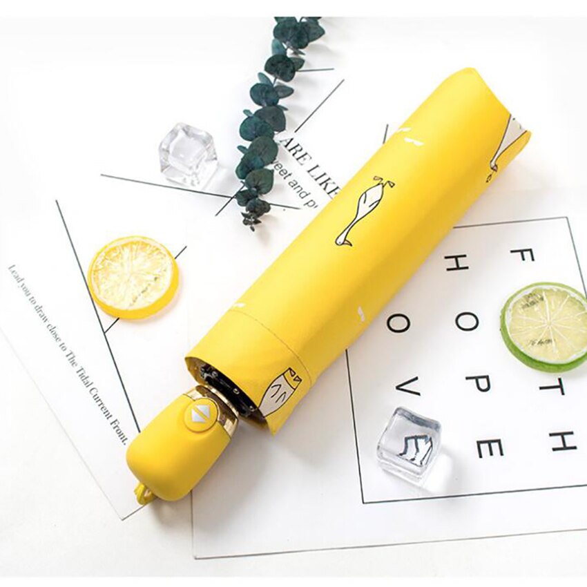 Yellow Cartoon Little Duck Travle Umbrella Auto Open & Close Portable Folding Sun Rain Umbrella Windproof Parasol for Adults Kid