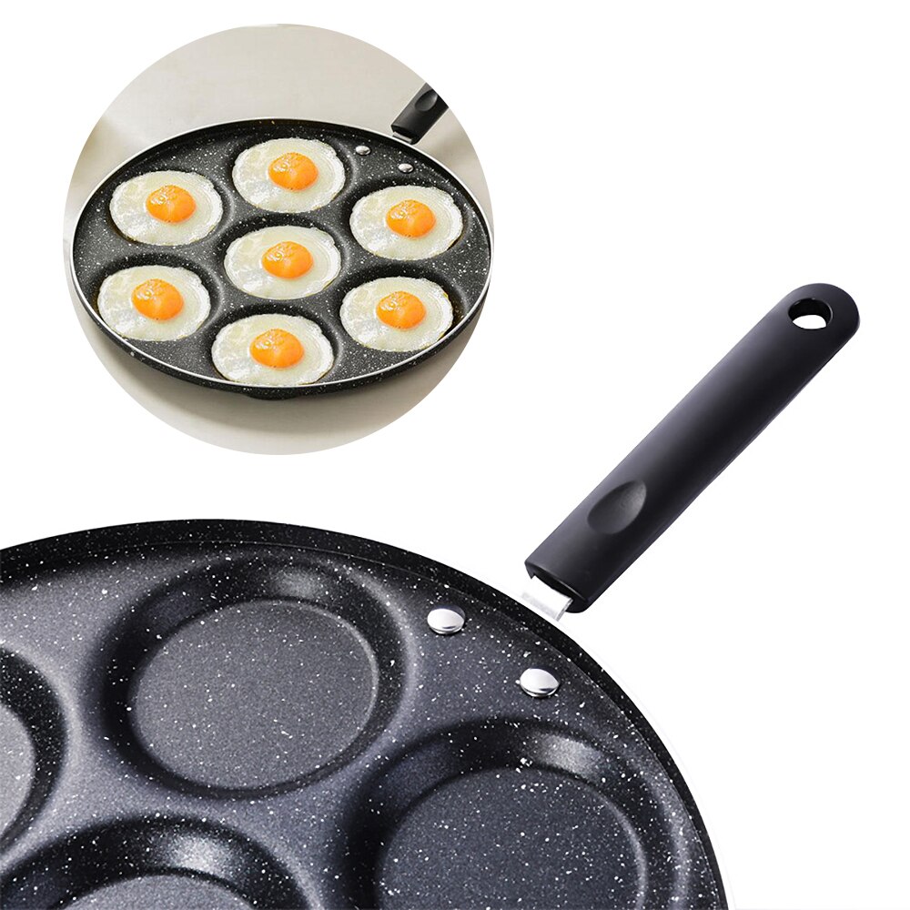 7 Holes Frying Pot Wear-Resistant Heat-resistant Sturdy Durable Non-stick Egg Pencake Steak Pan Healthy Breakfast Egg Ham Pans