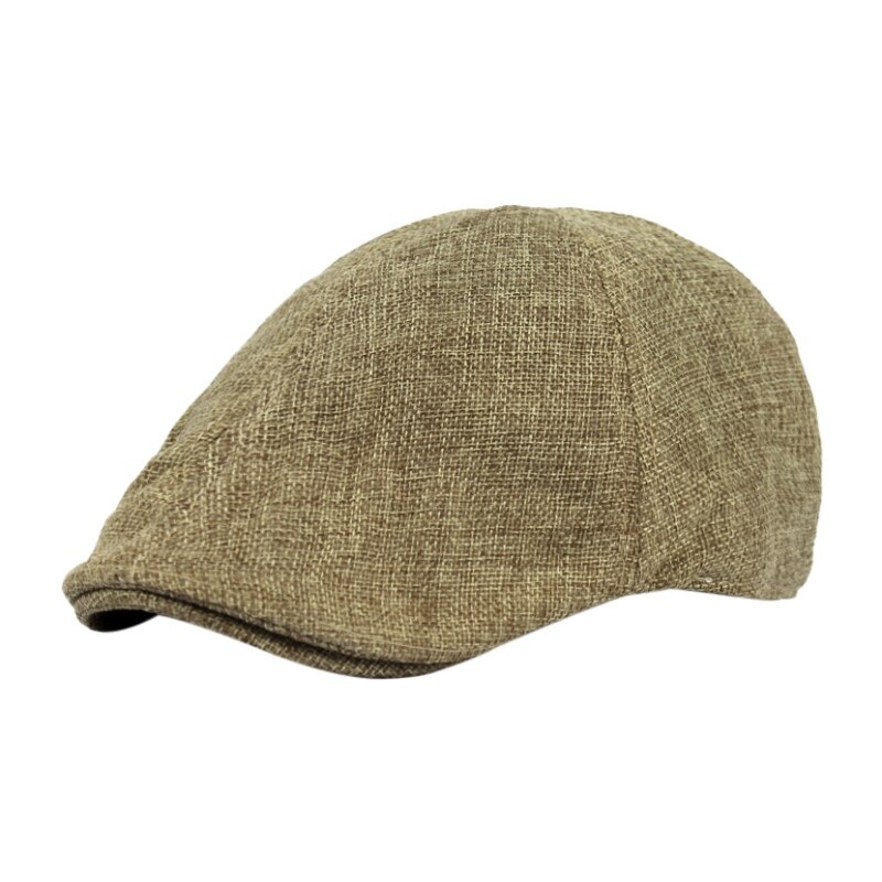 Klassisk glof hat herrer åndbar retro and hat mænds fremad kasket britisk vind grov linned beret: Khaki