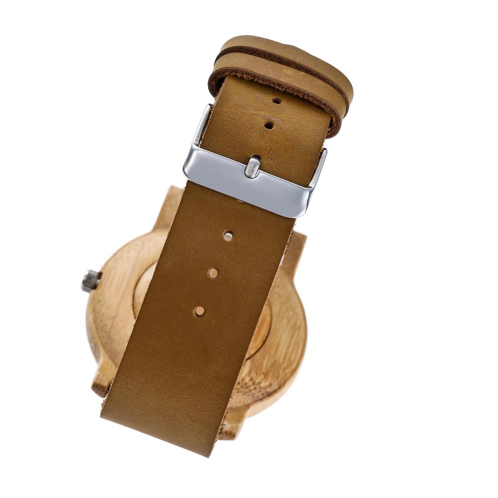 Dameshorloge van bamboehout met leren band, analoog kwarts, lichtgewicht casual horloges, set voor liefhebbers van polshorloges