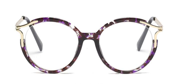 45103 Lady Ronde Cat Eye Brilmonturen Vrouwen Metalen Holle Metalen Optische Mode Brillen