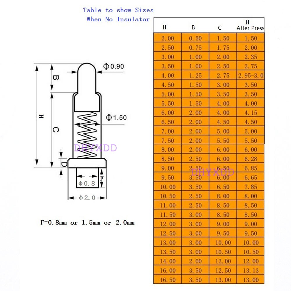 10Pcs Spring Loaded Pogo Pin Connector through Holes PCB Height 3 4 5 6 7 8 9 10 11 12 13 13.5 14 MM Flange Single 1A
