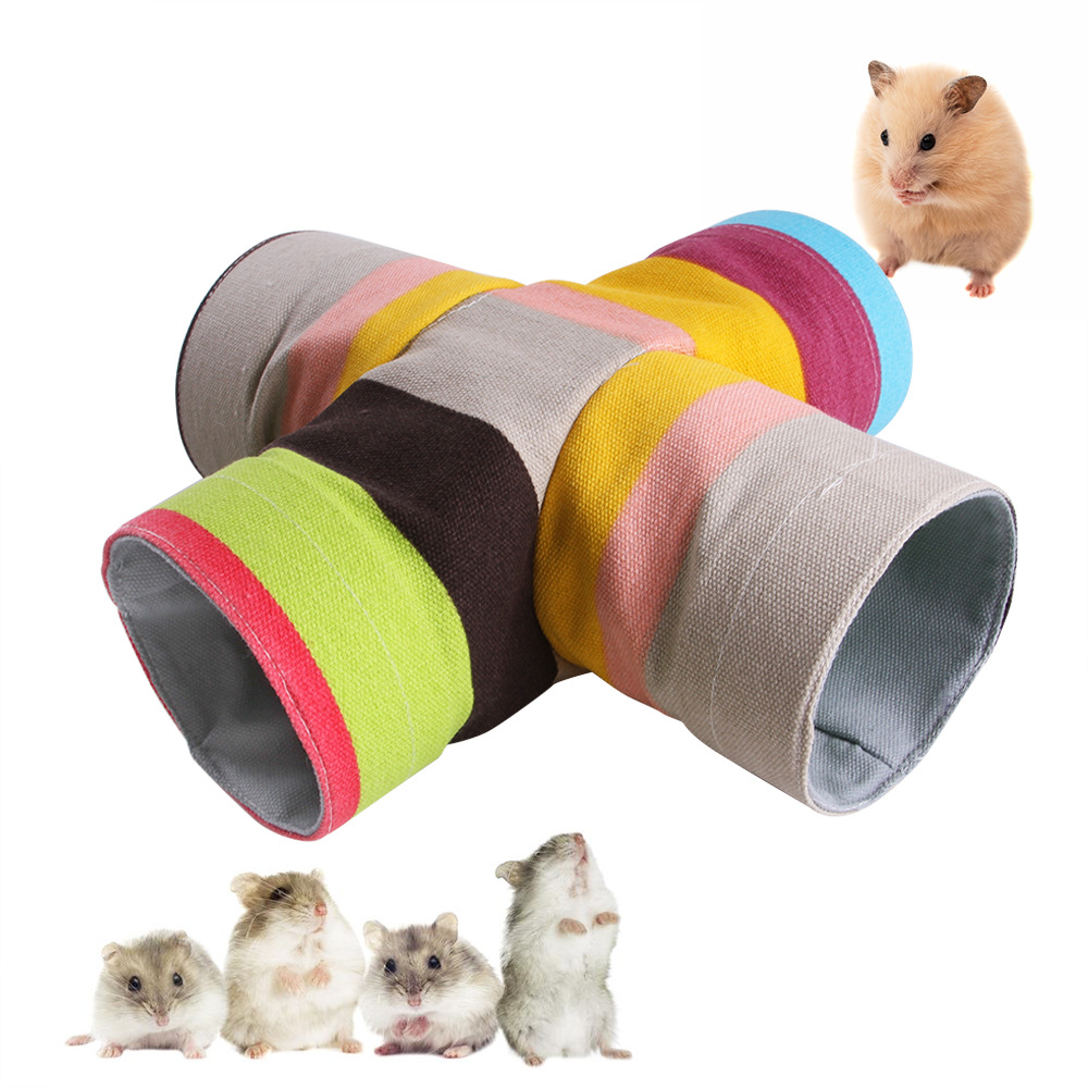 Zusammenklappbarer Segeltuch-Tunnel für kleine Tiere, Haustier-Hamster-Trainingssteck-Tunnel für Meerschweinchen, Haustierspielröhren