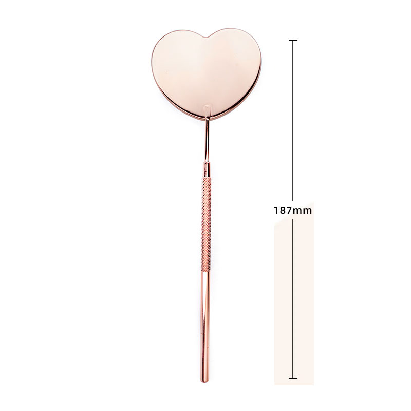 Specchio per ciglia multifunzione Specchio ingranditore in acciaio inossidabile con diamante per controllare le forniture per il trucco dell'estensione delle ciglia finte: Oro