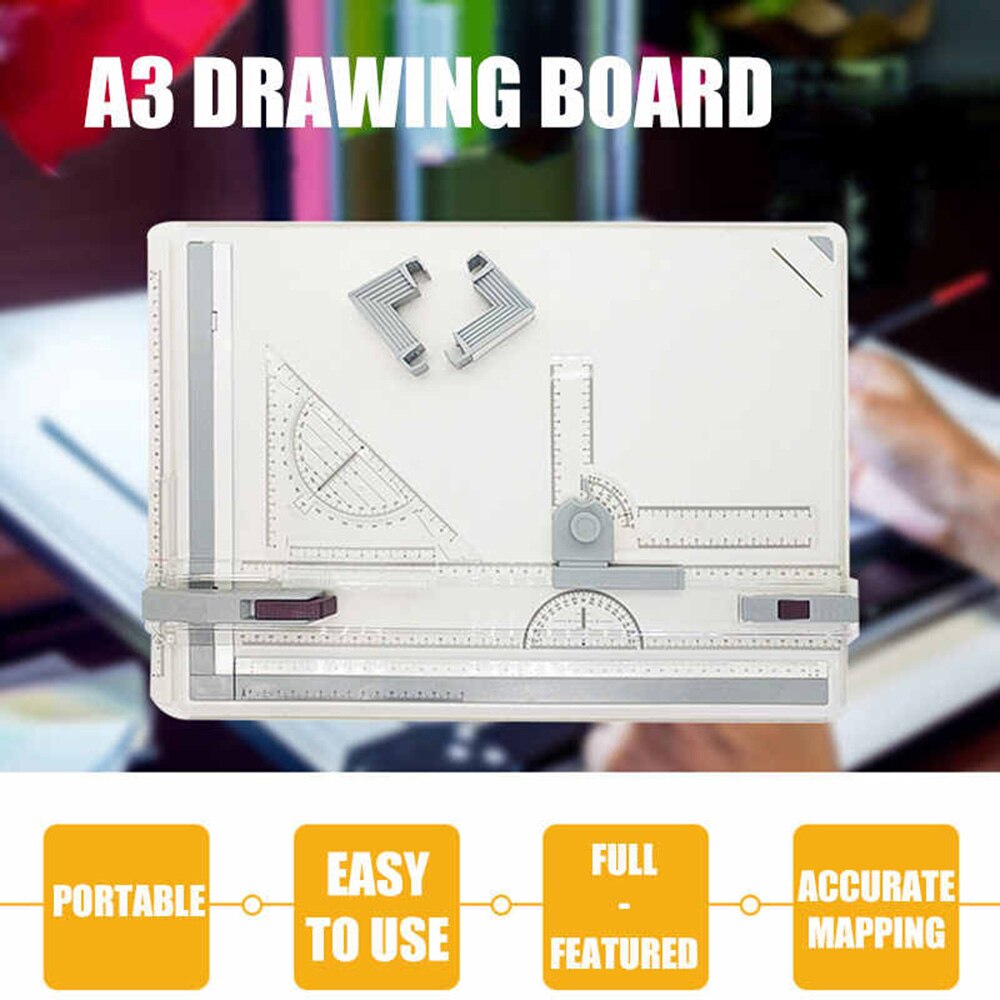 A3 Opstellen Tekentafel Heerser Tafel Verstelbare Hoek Art Draw Tool (Single-End Heerser) + Curve Heerser