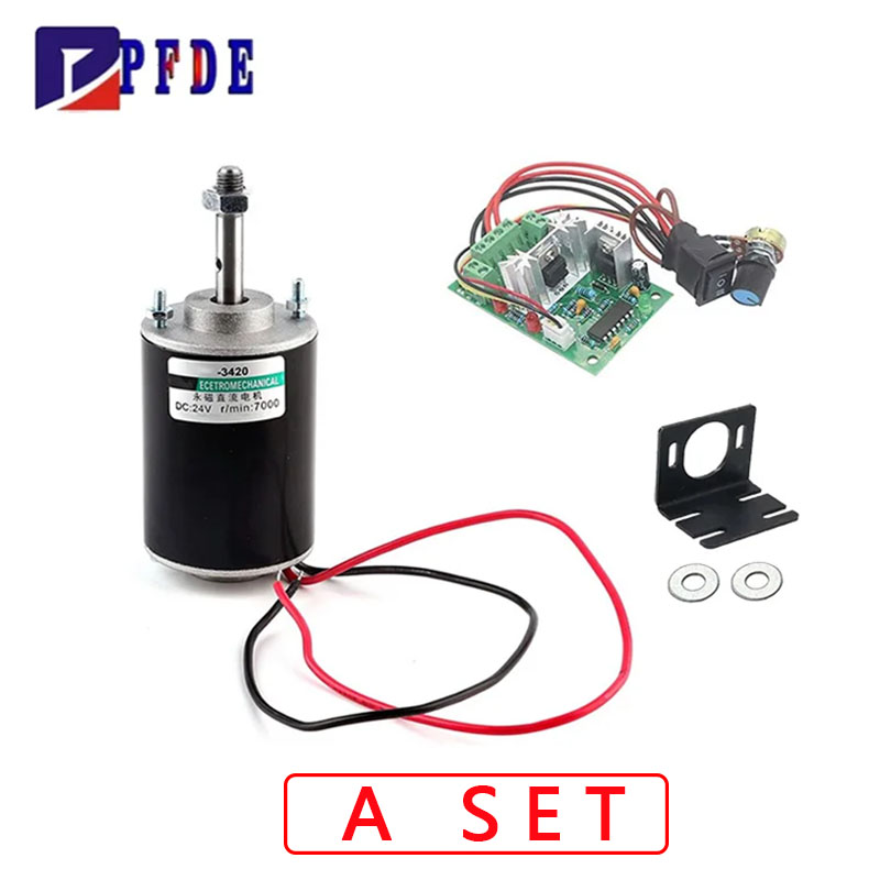 Dc-motor med høyt dreiemoment, 12v/24v permanentmagnetmotorer, gjør-det-selv-generatormotor, 30w cw/ccw, 3500/7000 o/min med montert hastighetsregulator
