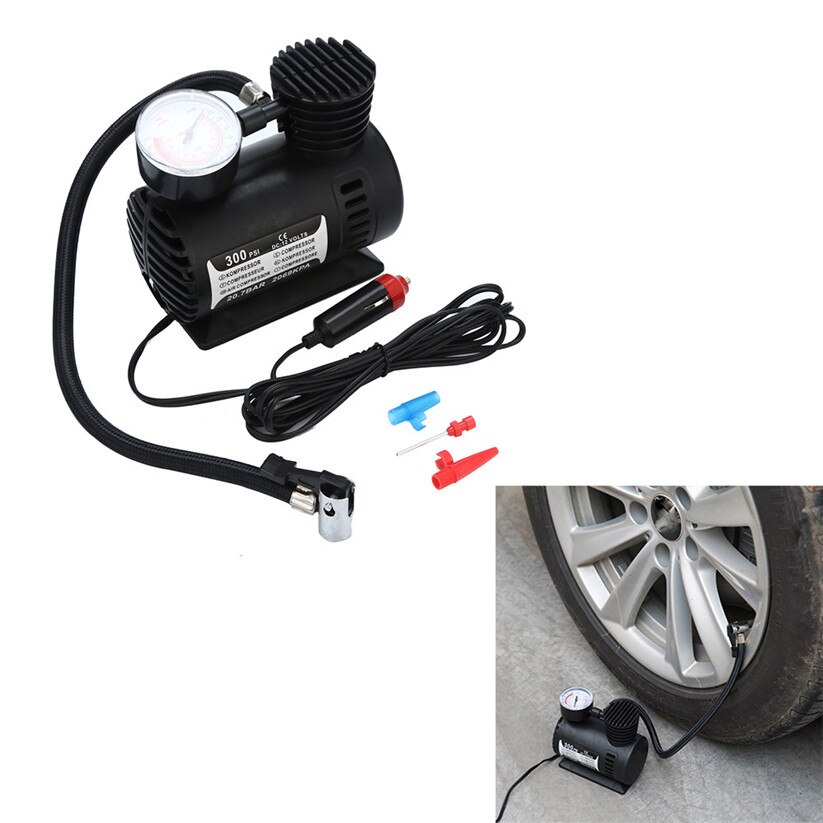 Auto-styling wupp Opblaasbare Pomp 12 V Portable Mini Air Compressor 300 PSI Auto Van Bike Bandenpomp td0803