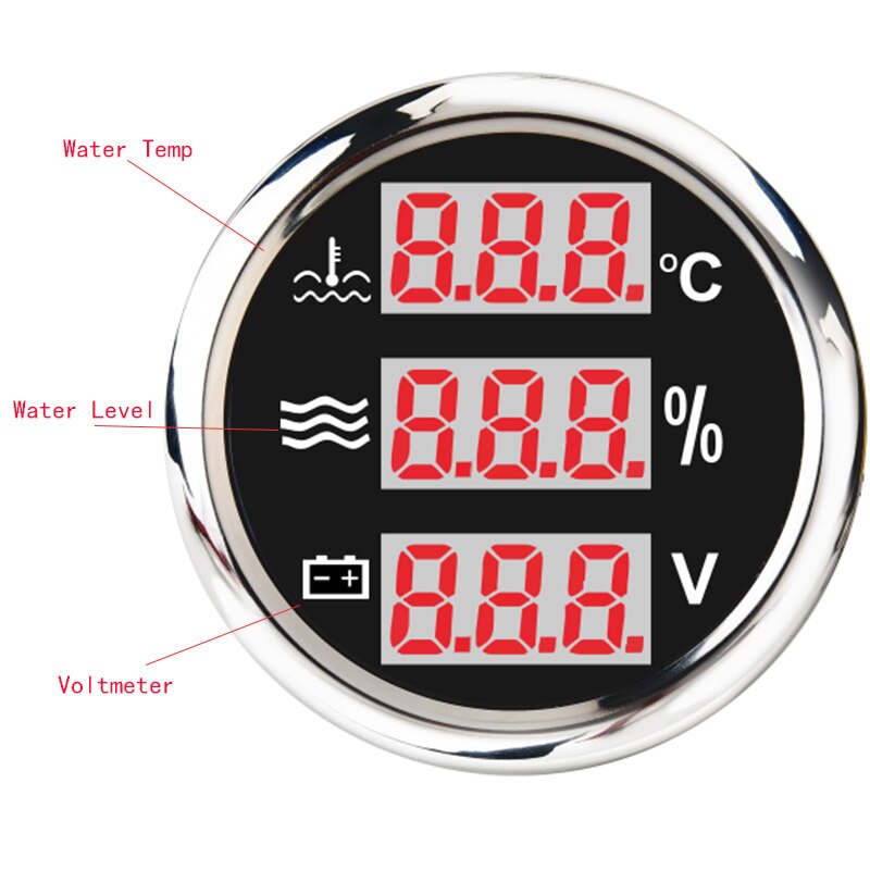 5 modèles 3 en 1 multi-fonction jauge numérique universel étanche avec alarme multi-fonction mètre 52MM