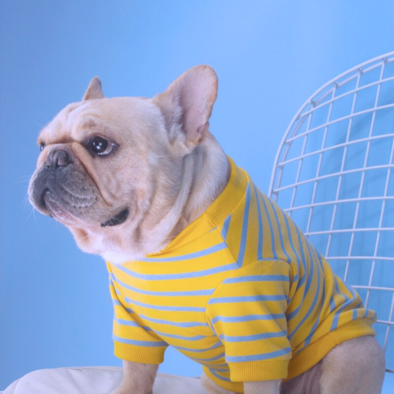 Tijger Hond Franse Bulldog Katoen Geel Streep T-shirt Hond Kleding Voor Corgi Teddy Small Medium Honden Puppy Outfit Huisdier Kleding