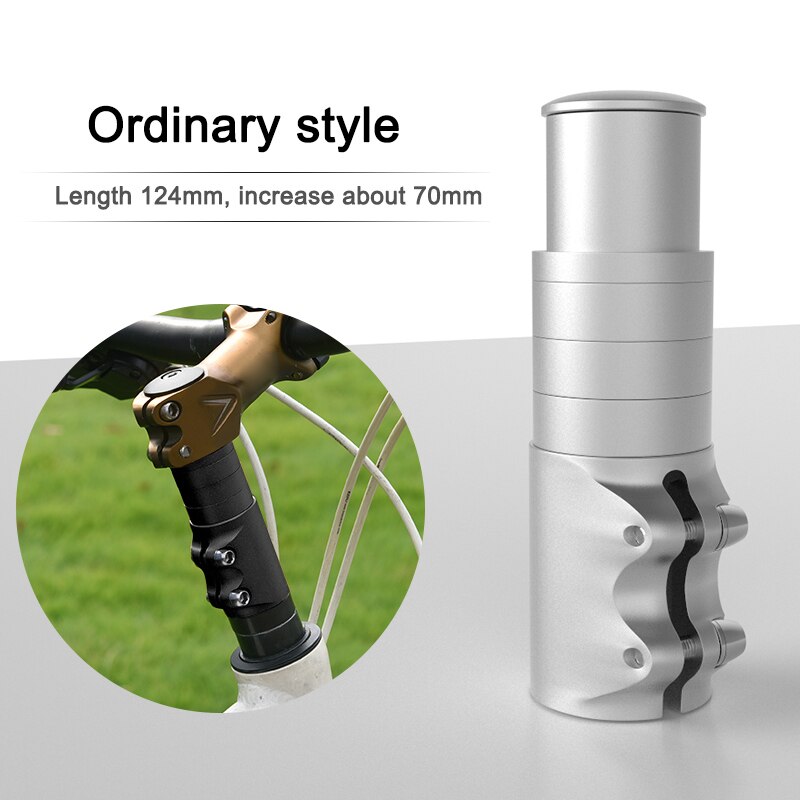 Cykelstyr forgaffel frempind rise up forlænger forlænger heads up cykel adapter holdbart mountainbike cykel tilbehør: Almindelig stil silve
