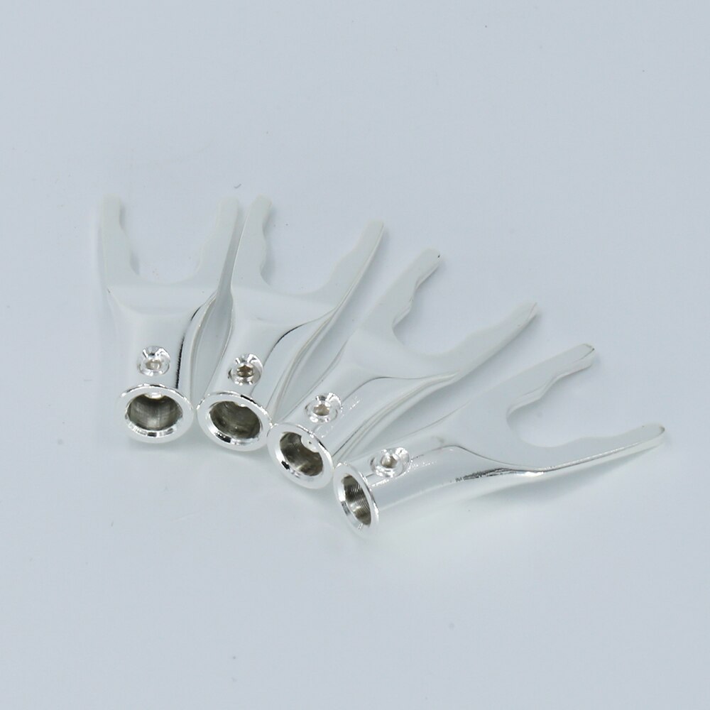 Conector de Cable de altavoz HiFi, Conector de pala de cobre Chapado en plata pura, 8 Uds.