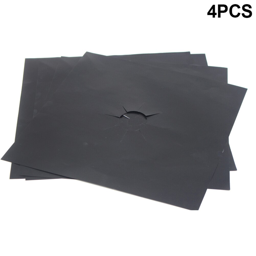 Cubierta protectora reutilizable para cocina de Gas, almohadilla de protección para horno de Gas, 4 piezas, 27x27CM, NIN668: Negro