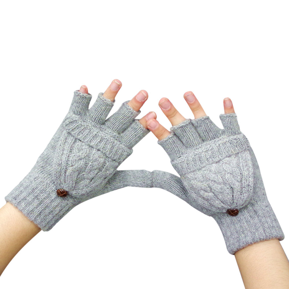 Meisje Winter Handschoenen Effen Twist Gebreide Wollen Flip Cover Vingerloze Handschoenen Zachte Warme Handschoenen Wanten guantes invierno luvas de inverno