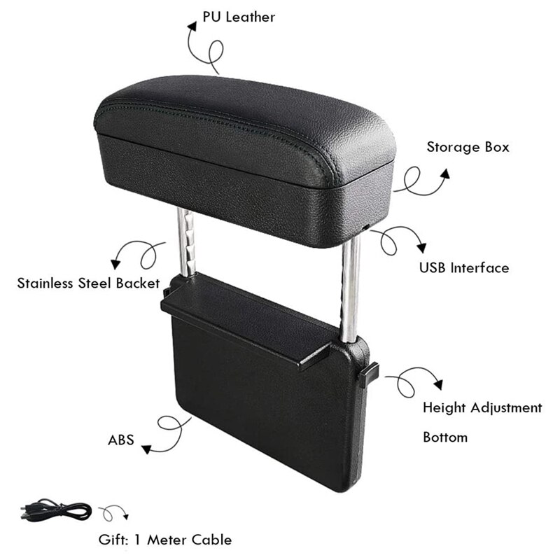 Universele Auto Armsteun Box Elleboog Ondersteuning Verstelbare Car Center Console Arm Rest Stand Door Draadloze Opladen