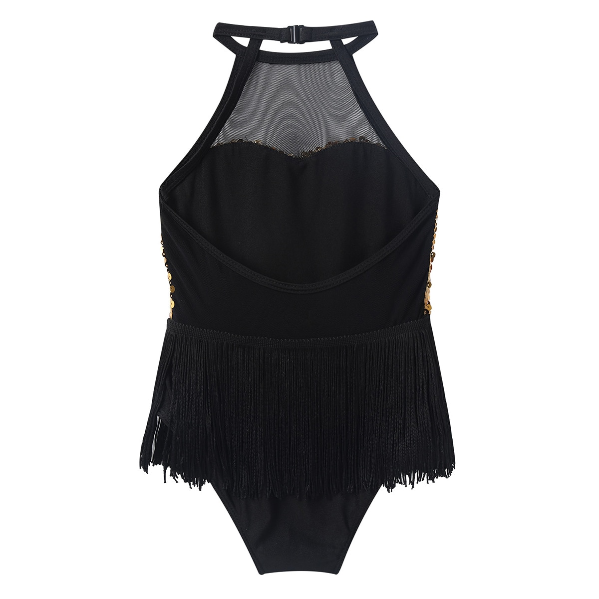 Justaucorps avec jupe à franges pour petites filles, paillettes scintillantes, danse latine, Jazz, col licou, figurine, patinage à glace, Roller, Roller