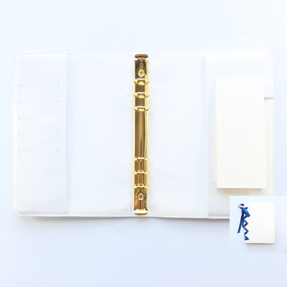 Domikee cute office school spiral notebooks journals stationery,kawaii person binder weekly planner agenda organizer ,A5A6: white only leather / A5  236 180mm