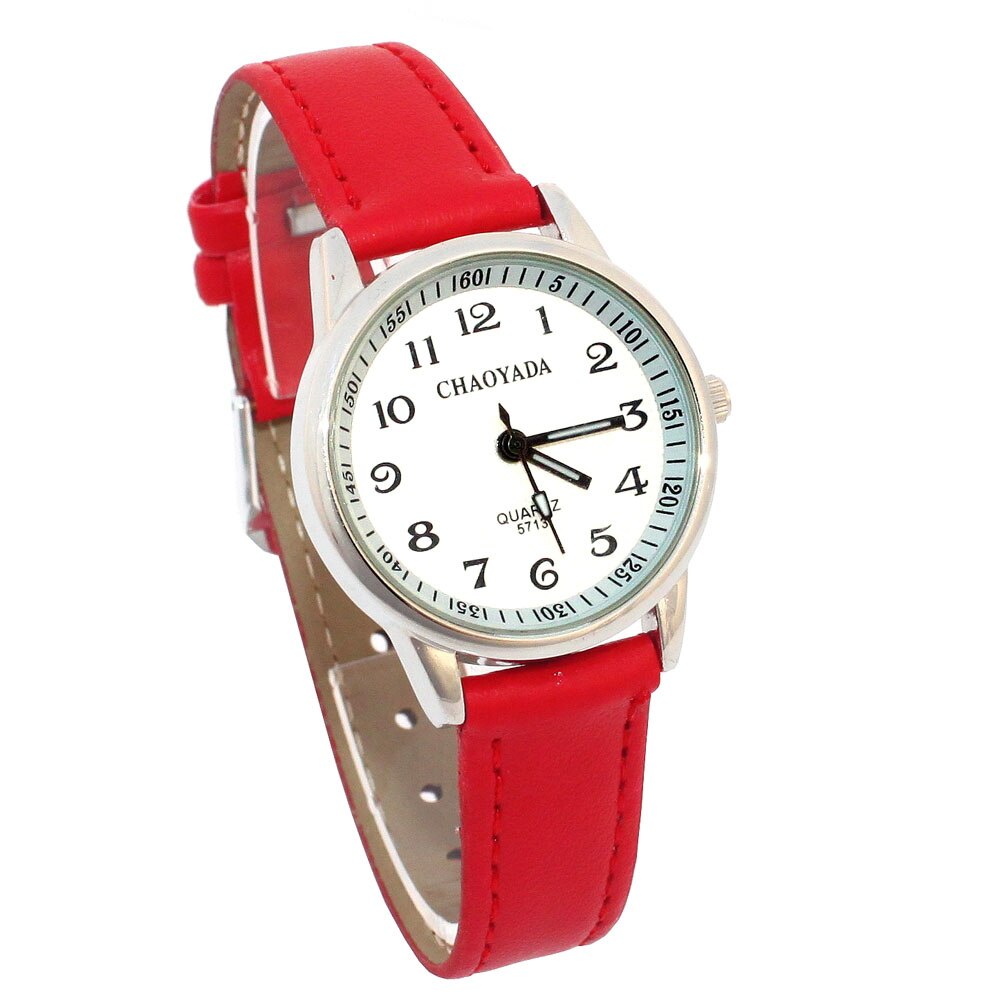 Chaoyada Art Uhren Mädchen Lederband Lernen Zeit freundlicher Uhr Studenten Quarz Armbanduhr Lässige freundlicher