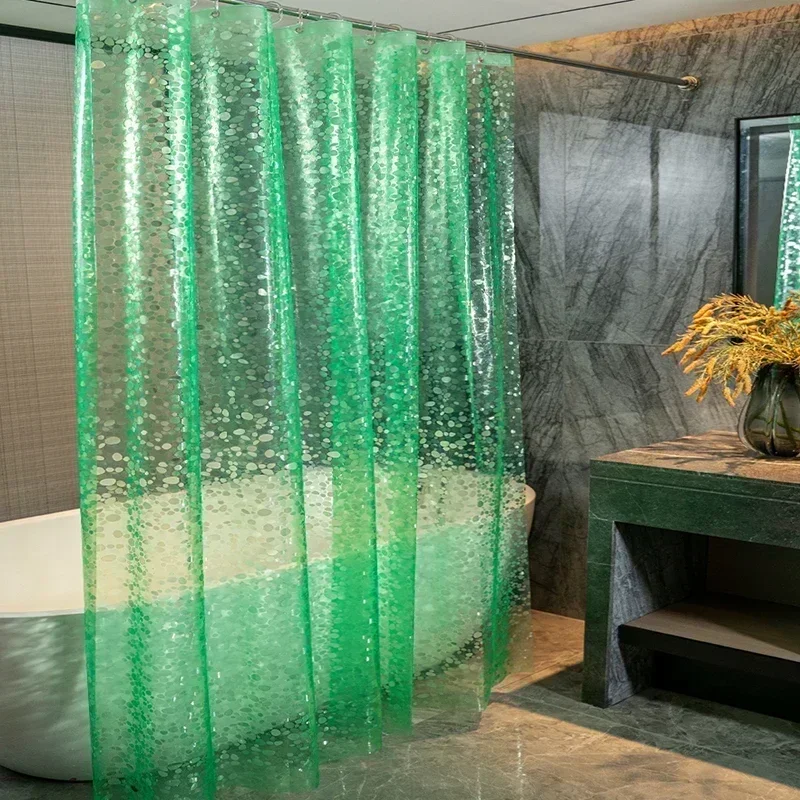 PEVA Clear Cobblestone Shower Curtain with 12 Hooks Water Splash Resistant Mildew Proof Bathtub Partition Bath Supplies