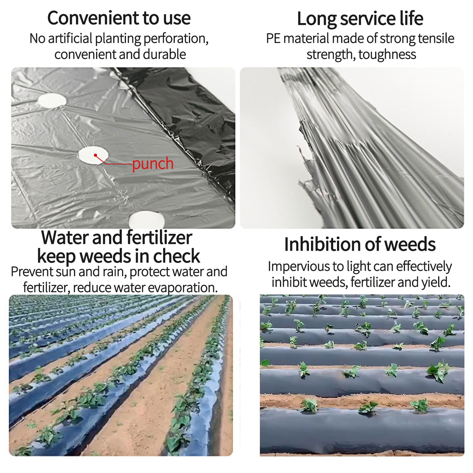 thumbnail interactive-video image 1 of Plant Film Perforated Mulch Anti-grass Home Garden PE 1 of 9