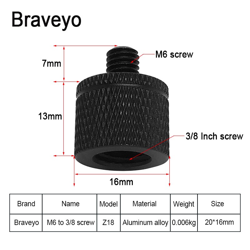 Camera Adapter Screw 3/8 to M6 M8 M10 M12 Inch Photography Screw Tripod Ballhead Mount Accessories For Dslr Live Flash Bracket: WHITE
