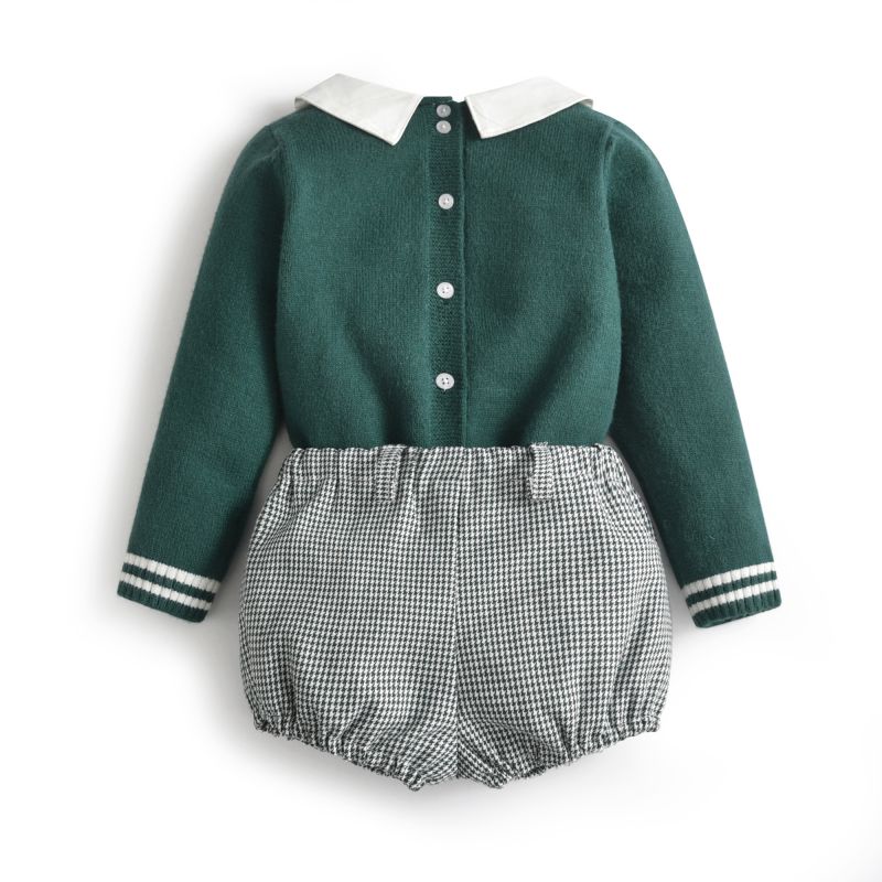 Baby Jungen Spanisch Boutique Kleidung einstellen freundlicher Langarm Gestrickte zur Seite fahren + Kurze Hosen Kleinkind Herbst Winter Kleidung