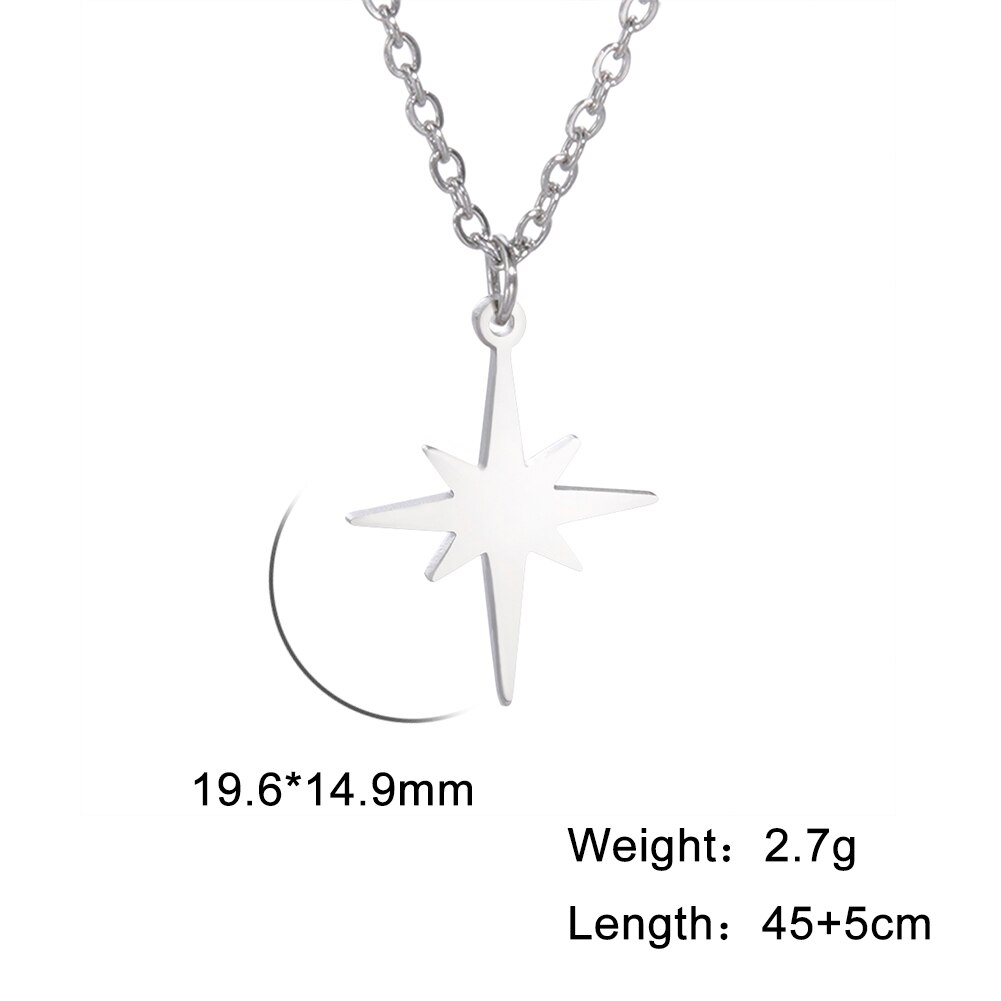 Teamer stainless steel necklace for women, north star pendant necklace, minimalist choker, temperament jewelry, collarbone chain: Default Title