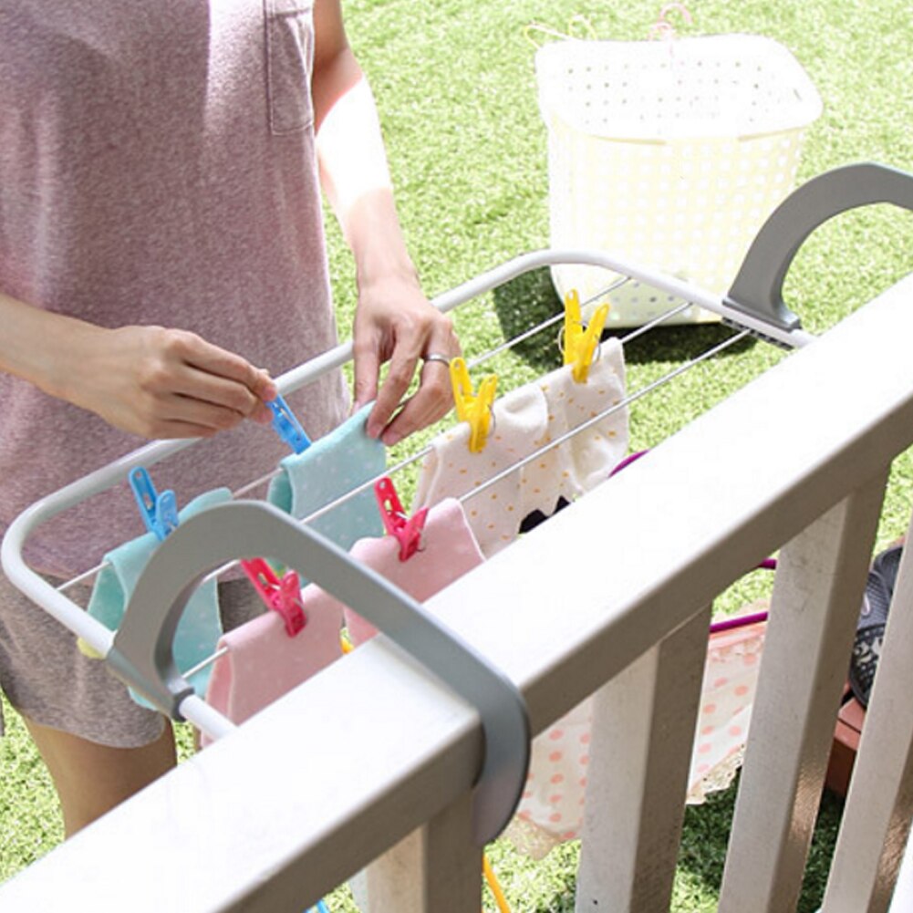 Sammenklappelig radiator håndklæde tørretumbler tørrebøjle hylde balkon vasketøj opbevaringsholder stativ 5 skinne bar holder vasketøjsprodukter