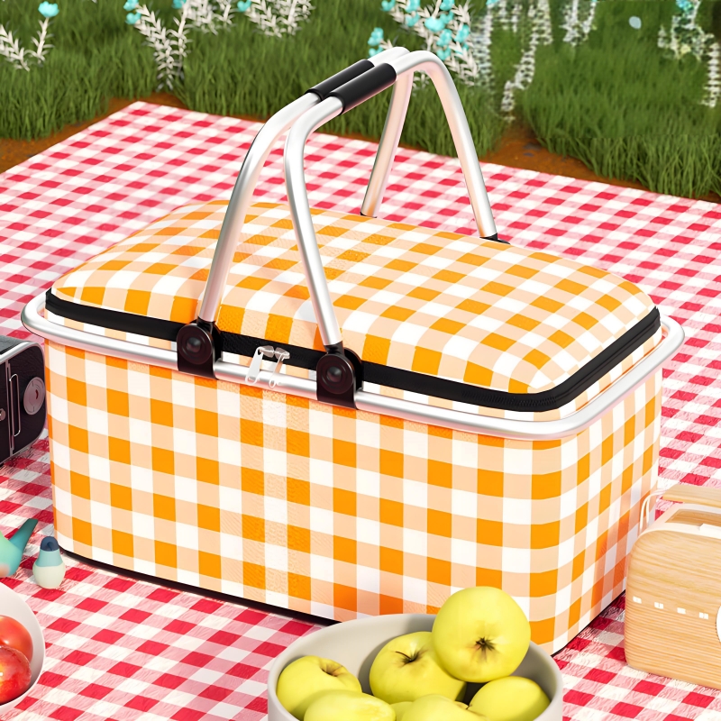 Caja de cesta de Picnic plegable, bolsa térmica de papel impermeable para alimentos, cesta de bolsa refrigeradora con asa, bolsas de de alimentos de gran capacidad