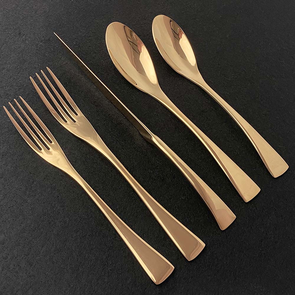 5/20Pcs Silver Dinnerware Set Mirror Cutlery Set Kitchen Silverware Flatware Set Steak Tableware For Party Spoon Fork Knife: 5Pcs / Rose