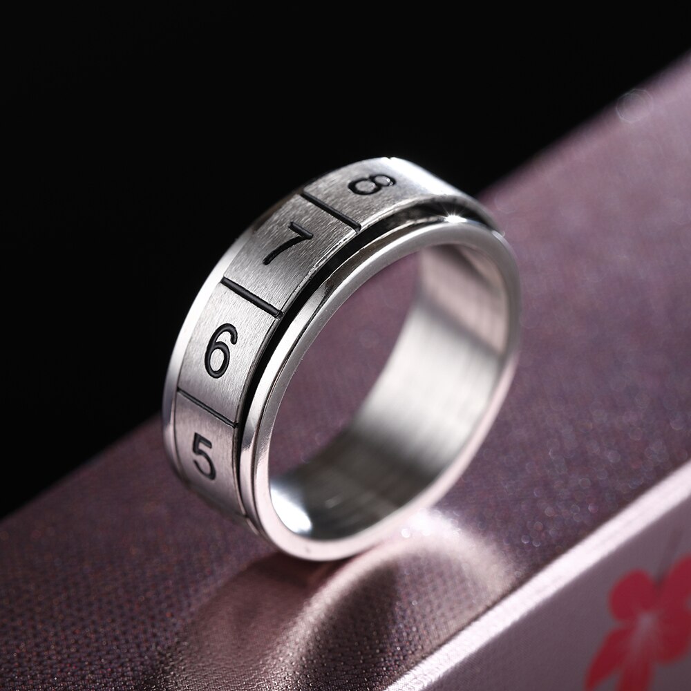 8mm Rotated Titanium Ring for Men and Women Arab Numerals