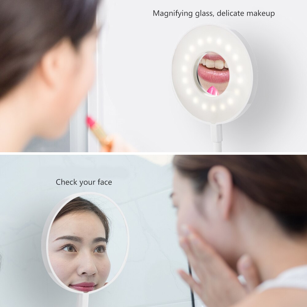 3 in 1 LED Clip Desk Lamp 1500mAh USB Rechargeable Make-up Mirror Dimming Eye Protection With 2 Touch switch Table Light LAOPAO